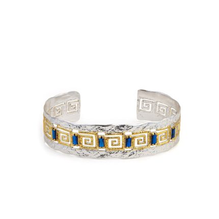 Greek Key Lace Cuff Bracelet with Zircon