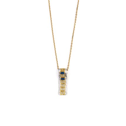 Greca Lace Pendant with Blue Stone