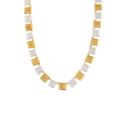 Two Tone Greek Key Lace Necklace