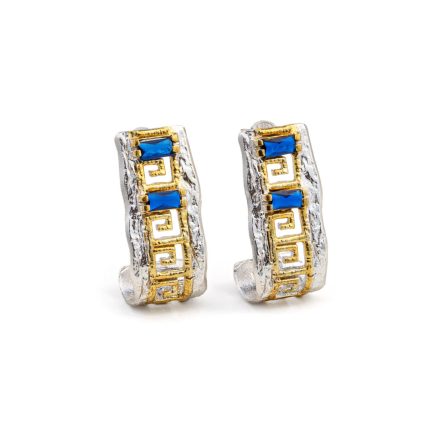 Greek Key Lace Earrings with Zircon