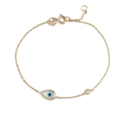 Eye Drop and Zircon Bracelet - 9K Gold