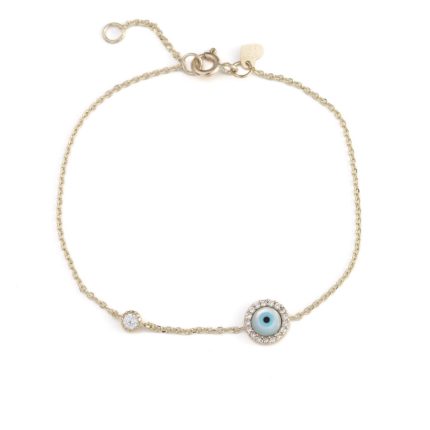 Round Eye Bracelet - 9K Gold and Zircon