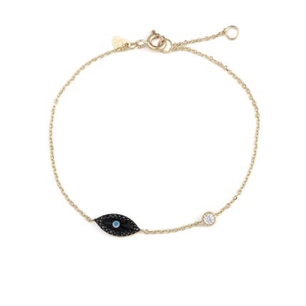 Black Evil Eye Bracelet - 9K Gold