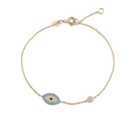 Eye Turquoise Zircon Bracelet - 9K Gold
