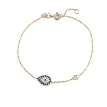 Evil Eye Blue Zircon Bracelet - 9K Gold