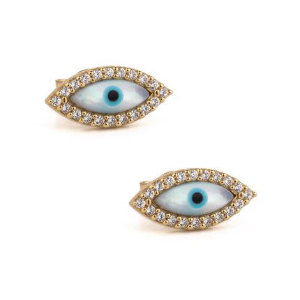 Evil Eye Stud Earrings – 9K Gold