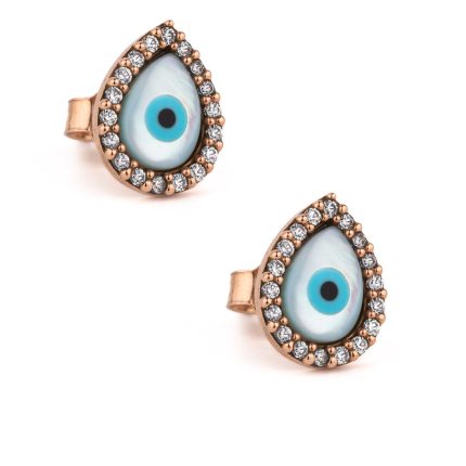 Evil Eye Drop Stud Earrings – 9K Gold