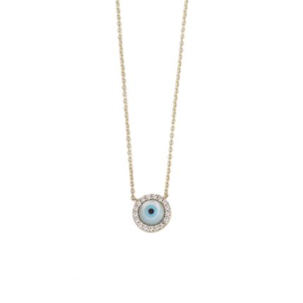 Round Eye Necklace – 9K Gold and Zircon