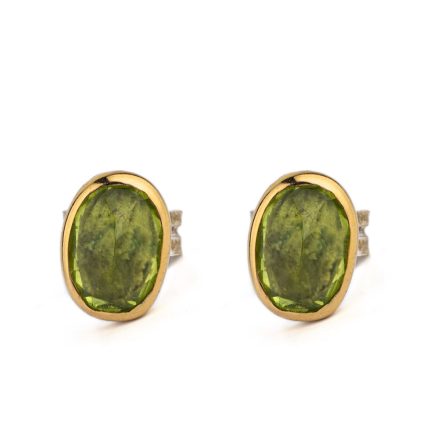 Peridot Stud Earrings – 18K Gold and Sterling Silver