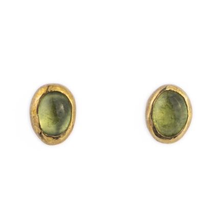 Peridot Stud Earrings - 925° Sterling Silver and Gold Plated