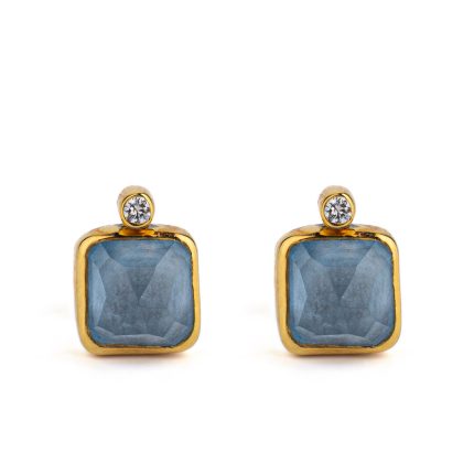 Blue Topaz Earrings – 18K Gold and Sterling Silver