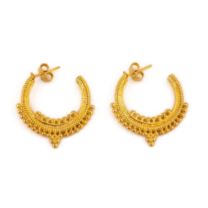 Sterling Silver Gold Plated Lace Earrings with Granules
