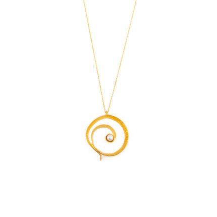 Pearl Circle Necklace - Sterling Silver Gold Plated