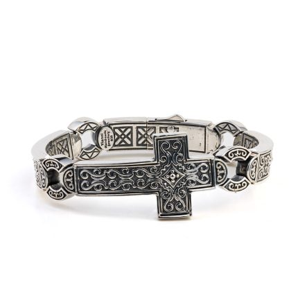 Byzantine Cross Bangle Bracelet – Sterling Silver Yianni Jewelry
