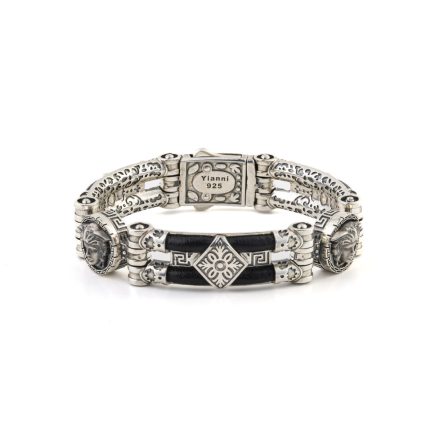 Byzantine Medusa Leather Bracelet – Sterling Silver Yianni Jewelry