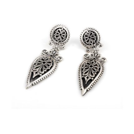 Anthemion Drop Earrings Sterling Silver - Yianni Jewelry