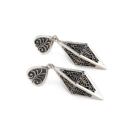 Byzantine Geometric Chandelier Silver Earrings - Yianni Jewelry