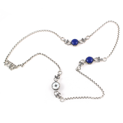 Necklace Mother of Pearl and Lapis Lazuli - Yianni Jewelry