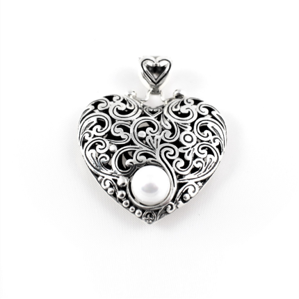 Sterling Silver Heart Pearl Pendant