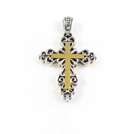 Silver Gold Plated Byzantine Cross IRENE - Yianni Jewelry