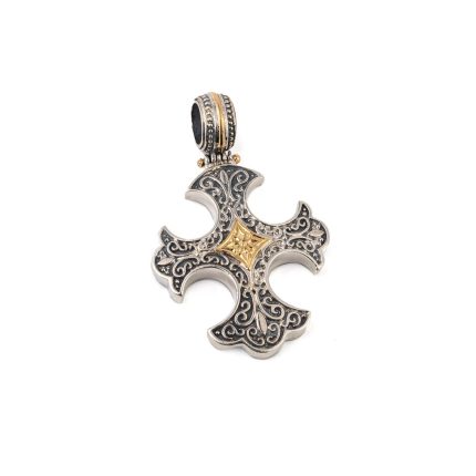 Patmos Cross in Sterling Silver with 18K Gold