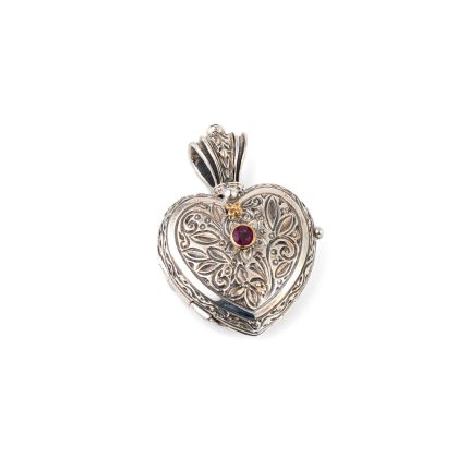 Heart locket in Sterling Silver with Details in 18K Gold