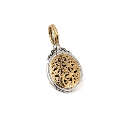 Mediterranean small oval pendant in 18K Gold and Sterling Silver