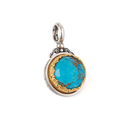 Gerochristo - Iris round pendant with Turquoise Copper