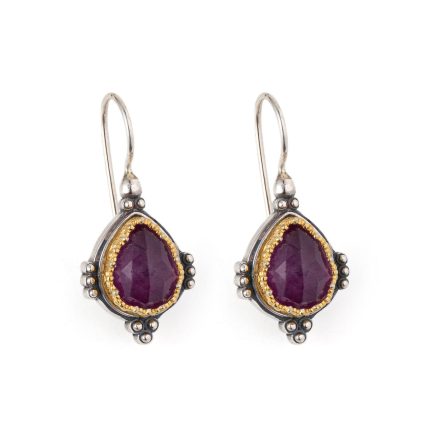 Gerochristo - Semeli Earrings in Sterling Silver with Purple Quartz