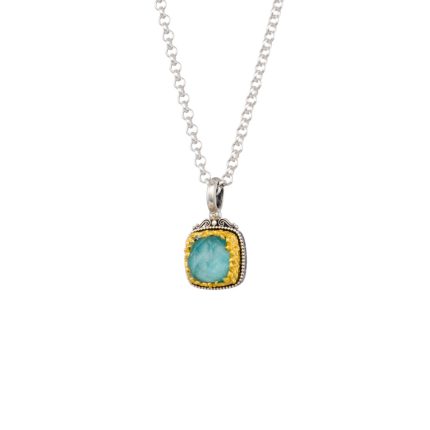 Gerochristo - Dione square pendant with Amazonite