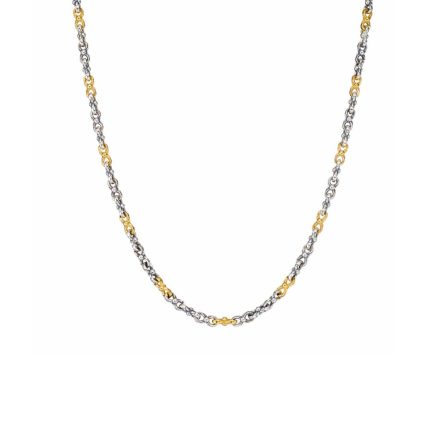 Gerochristo - Cable Chain handmade in Sterling Silver with Gold Plated Parts