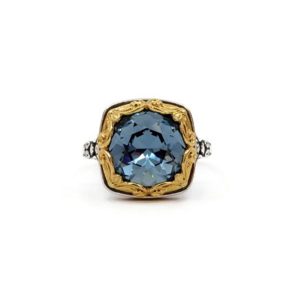 Byzantine Ring with London Blue Crystal Stone