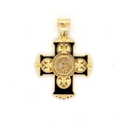En Touto Nika Cross – 18K Solid Gold with Turquoise Enamel