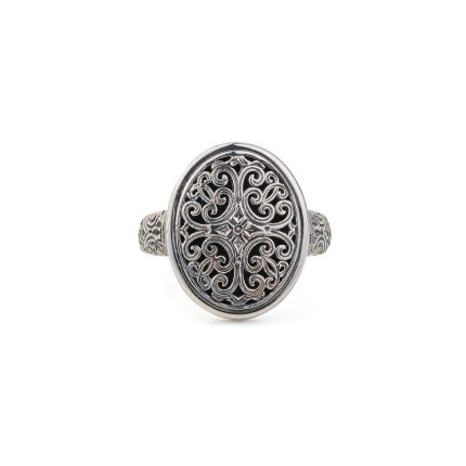 Gerochristo – Byzantine Oval Ring in Sterling Silver