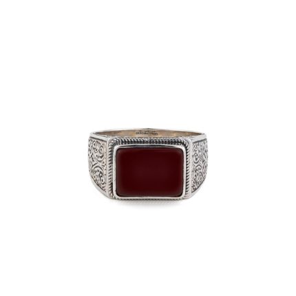 Gerochristo - Classic men ring in Sterling Silver with Carnelian