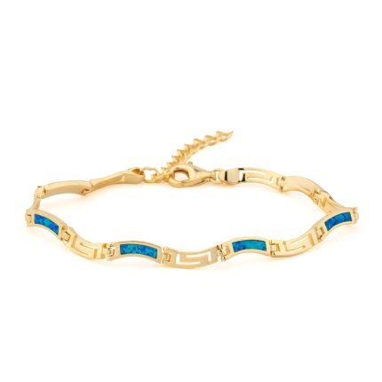 Meander Wave Bracelet – 925 Sterling Silver with Opal