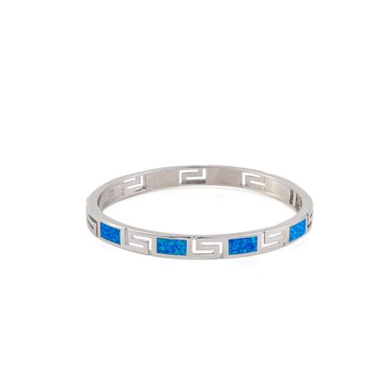 Greca Design Bracelet with Blue Opal stone - 925 Sterling Silver