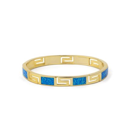 Greca Design Bracelet with Blue Opal - Sterling Silver