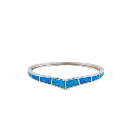 Blue Opal Bangle Bracelet - 925 Sterling Silver