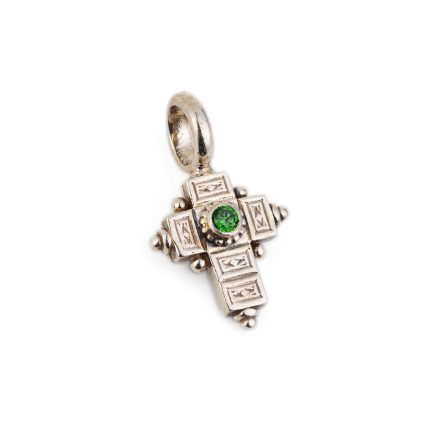 Gerochristo – Cross 925 Sterling Silver with Green Zircon