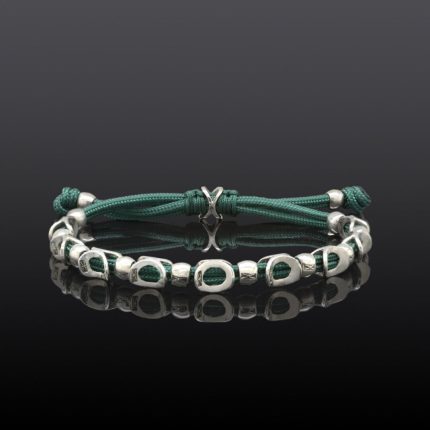 Sterling Silver Link and Cord combo Bracelet