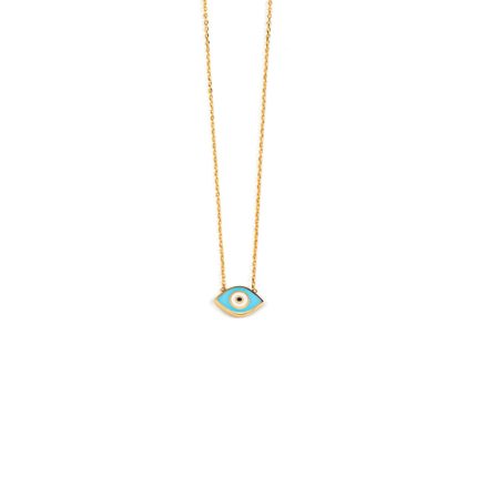 Evil Eye Necklace - 14K Gold with Turquoise Enamel