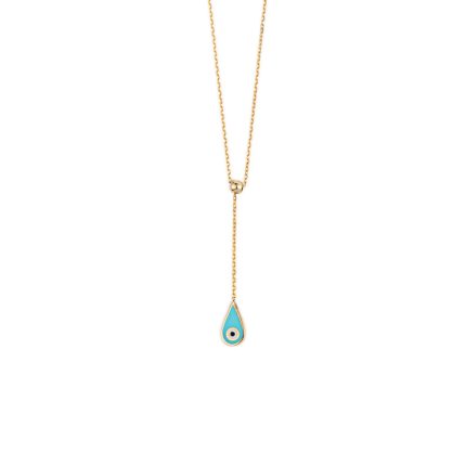 Drop Eye Necklace – 14K Yellow Gold with Enamel