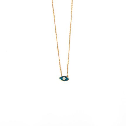 Evil Eye Necklace – 14K Yellow Gold with Blue Enamel