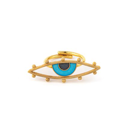 Sterling Silver Gold Plated Eye Ring with enamel