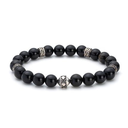 Greek Key Bracelet with Gemstone Beads – 925 Sterling Silver