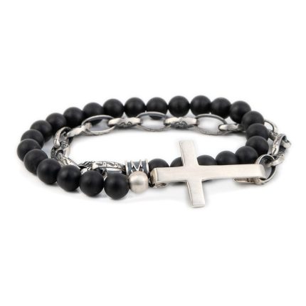 Cross Bracelet – 925 Sterling Silver with Beads
