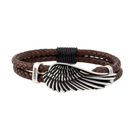 Wing Leather Bracelet - 925 Sterling Silver
