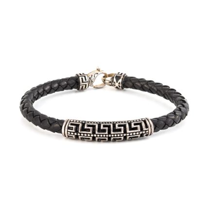 Meander Leather Bracelet - 925 Sterling Silver