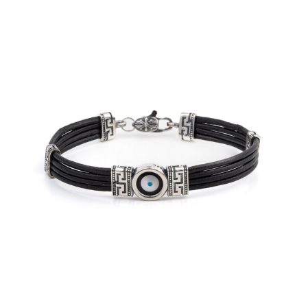 Leather Bracelet with Lucky Eye Motif